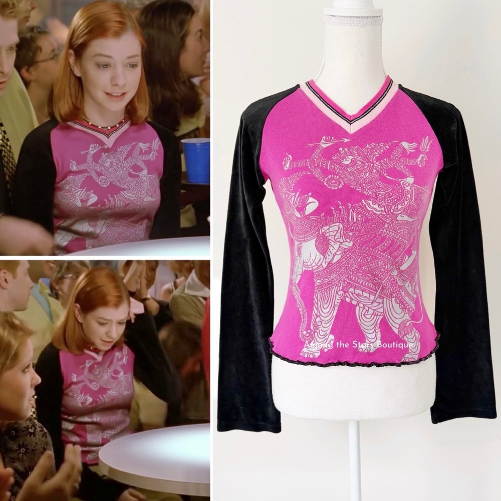 Extremely Rare 90s Vintage Elephant Graphic Long Sleeve Top ASO Willow in BTVS